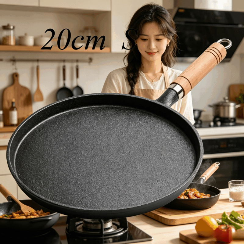 20cm Cast Iron Skillet Wooden  - огляд і ціна Dosa Pan Iron